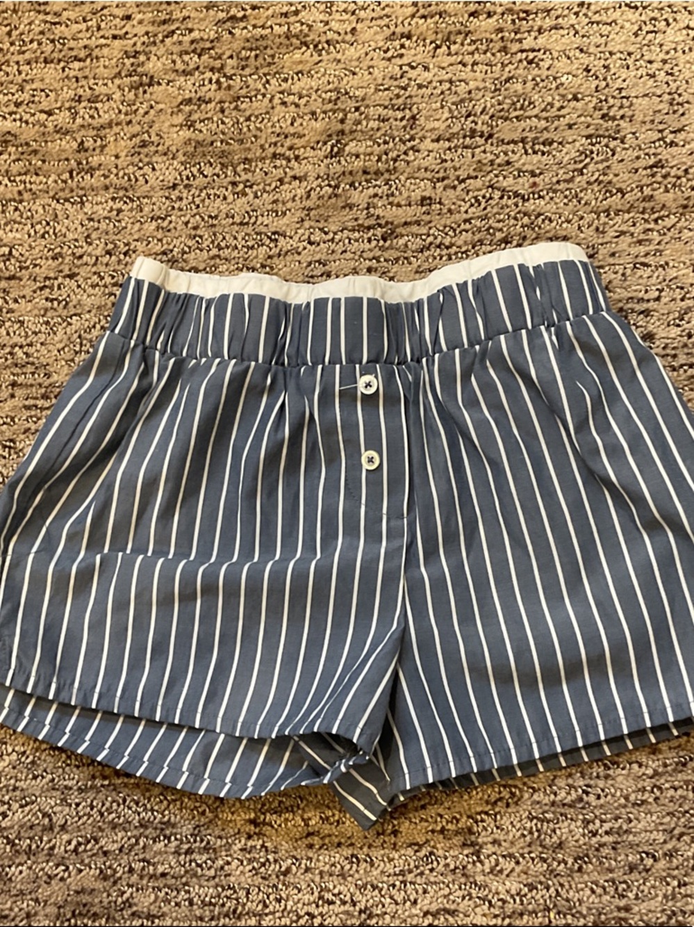 art class Navy and White Vertical-Stripe High-Waist Shorts